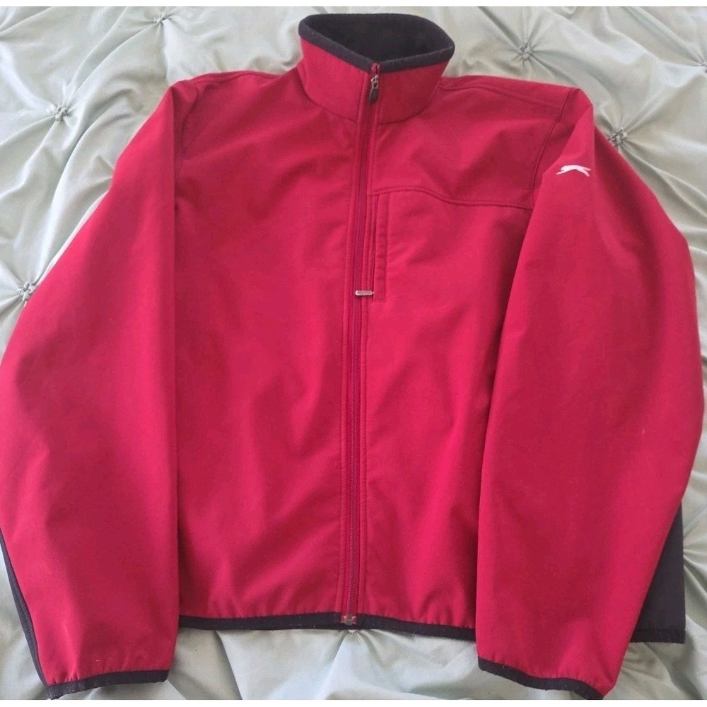 Slazenger‎ Full Zip Jacket - Red Fleece Windbreaker XXL Fleece Lined